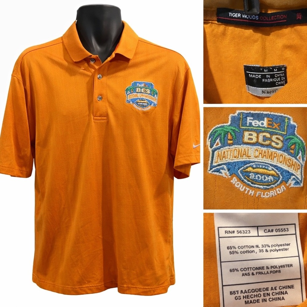 Nike Tiger‎ Woods Golf Polo Shirt Medium BCS National Championship 2008